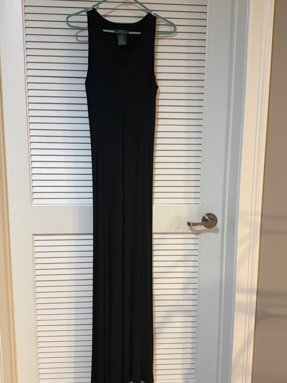 Lauren Ralph Lauren Black V-Neck Sleeveless Maxi Dress Size Medium - Picture 2 of 7